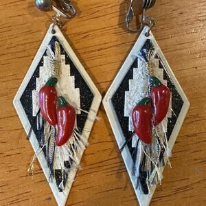 Vintage Chili pepper clip on earrings